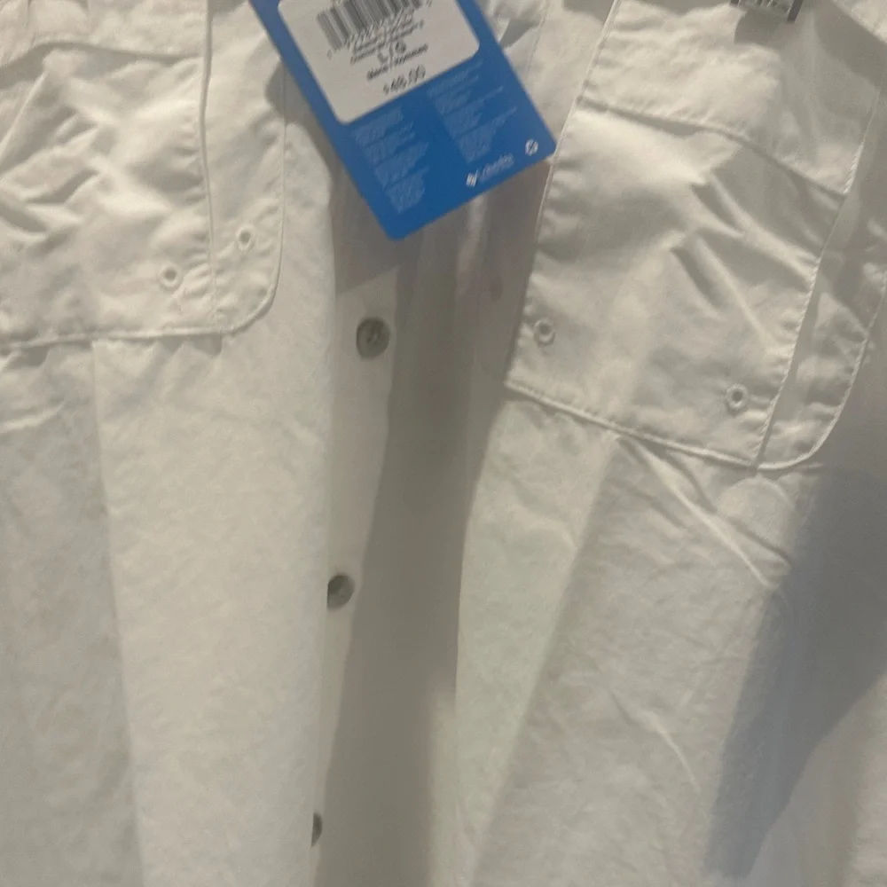 Columbia Men's White Casual Button Down Shirt omni shade relaxed Fit Size L - Picture 16 of 16